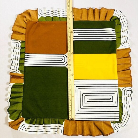 60s Mod Pillow Shams PAIR Square Pillow Slip Covers Stripes Colorful Motifs - Picture 9 of 9